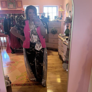 Hot Pink Jacket | Sequin Tank | Sequin Camo Pants