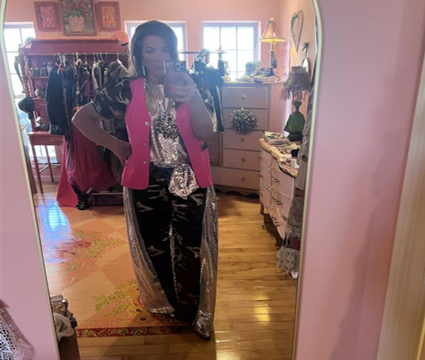 Hot Pink Jacket | Sequin Tank | Sequin Camo Pants